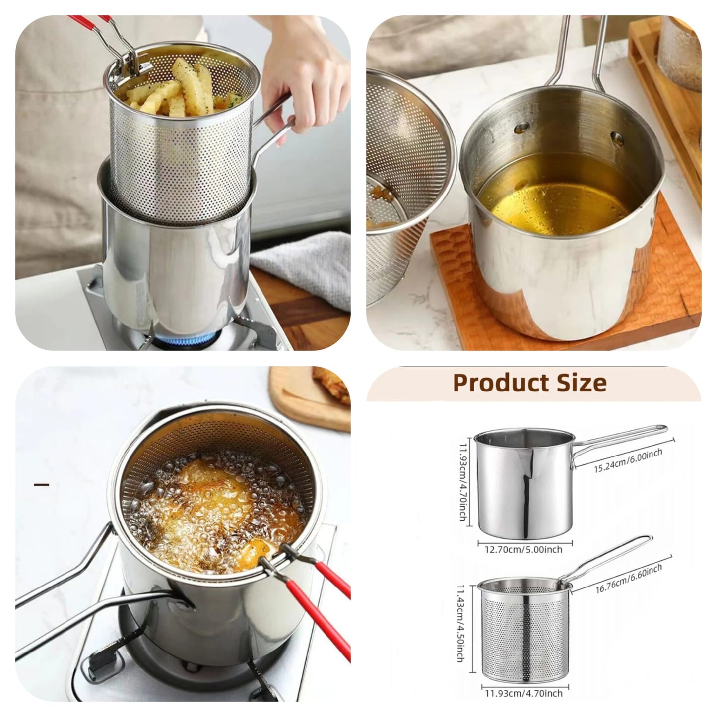 Double Layer Stainless Steel Deep Frying Pot with Box Packing