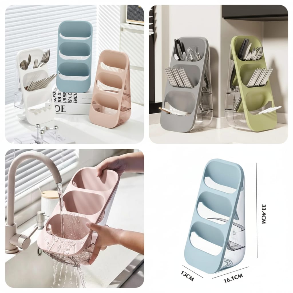 3 Layer Cutlery Stand Multi Tier Kitchen Organizer