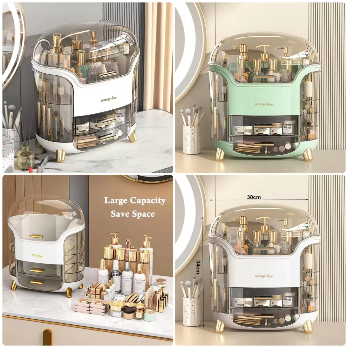 Luxury Desktop Cosmetic Organizer, Dustproof and Waterproof Makeup Vanity Organizer