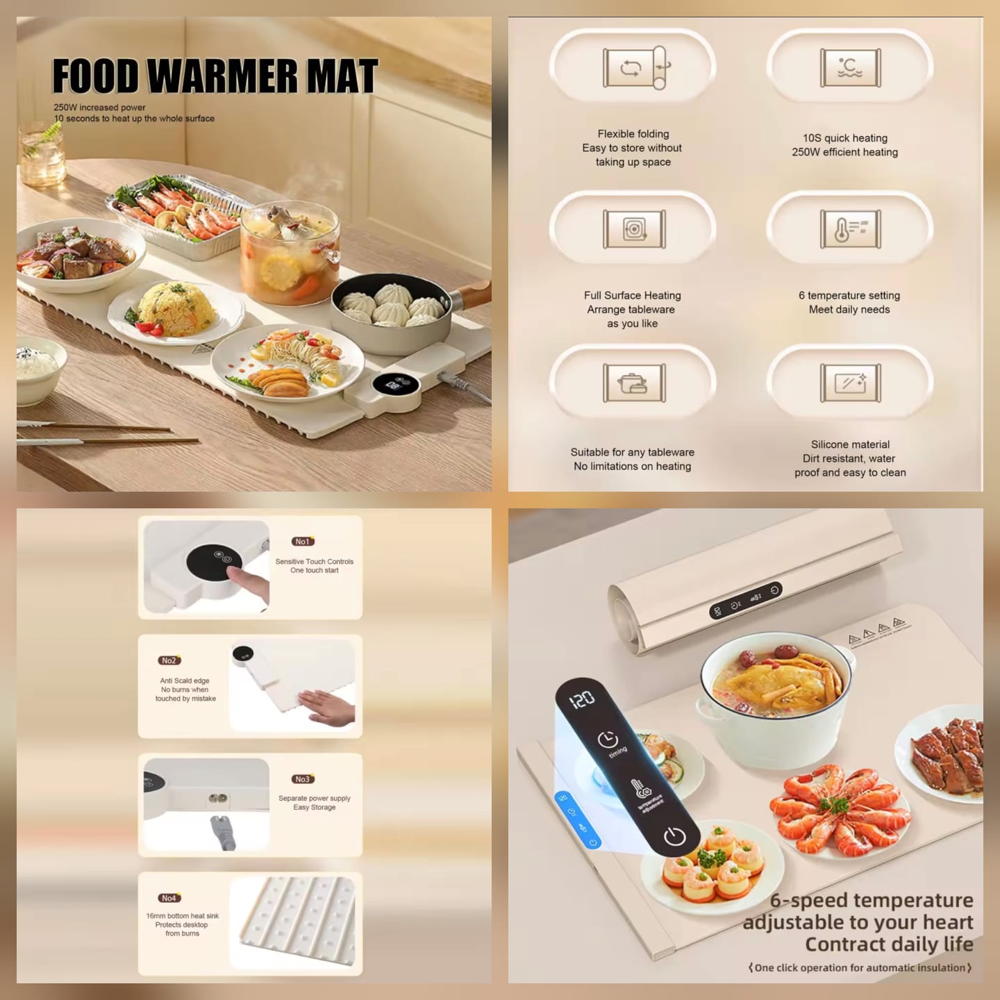 Portable Multi-functional Table Mat Constant Temperature Home Heating Plate for Keeping Food Warm