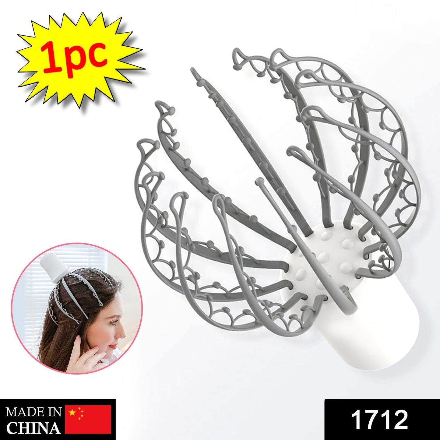 Electric Head Massager Octopus Claw Scalp Massager Stress Relief Therapeutic Head Scratcher Stress Relief and Hair Stimulation Hands-Free USB