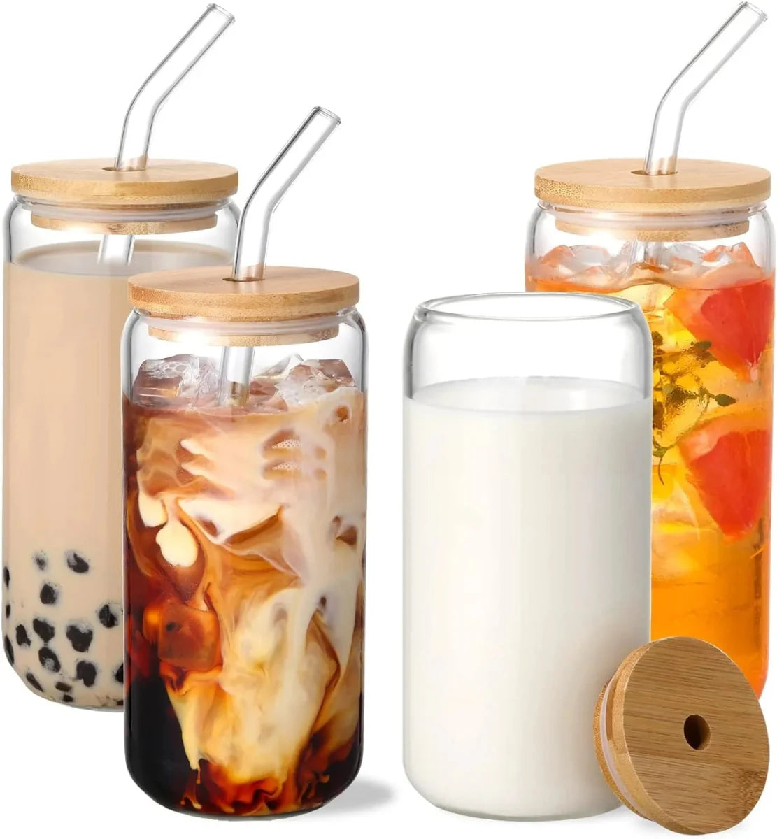 Luxury Glass Tumbler with Bamboo Lid & Reusable Glass Straw