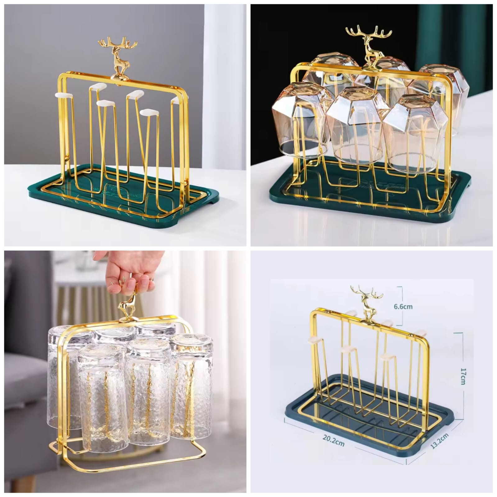 Deer Glass Storage Rack Golden Colour Premium Quality