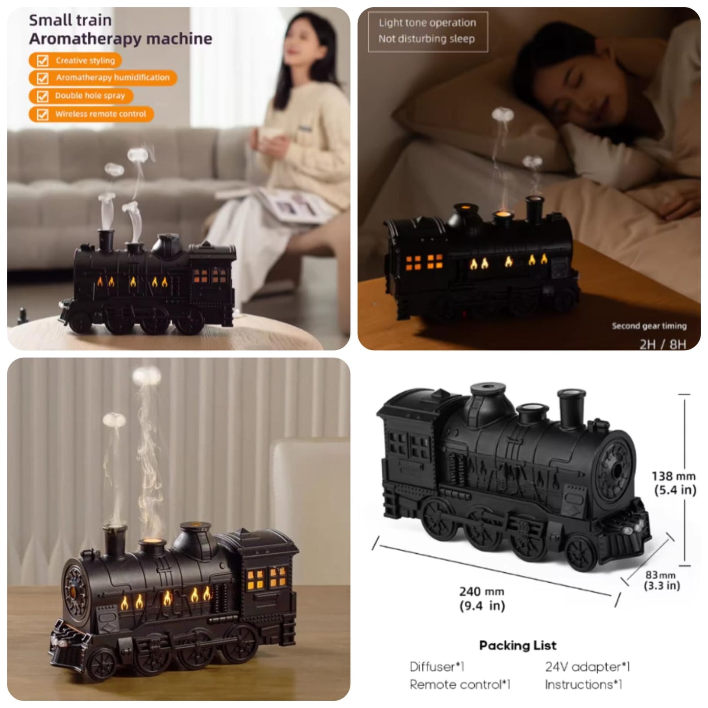 Retro Train Air Humidifier With Light