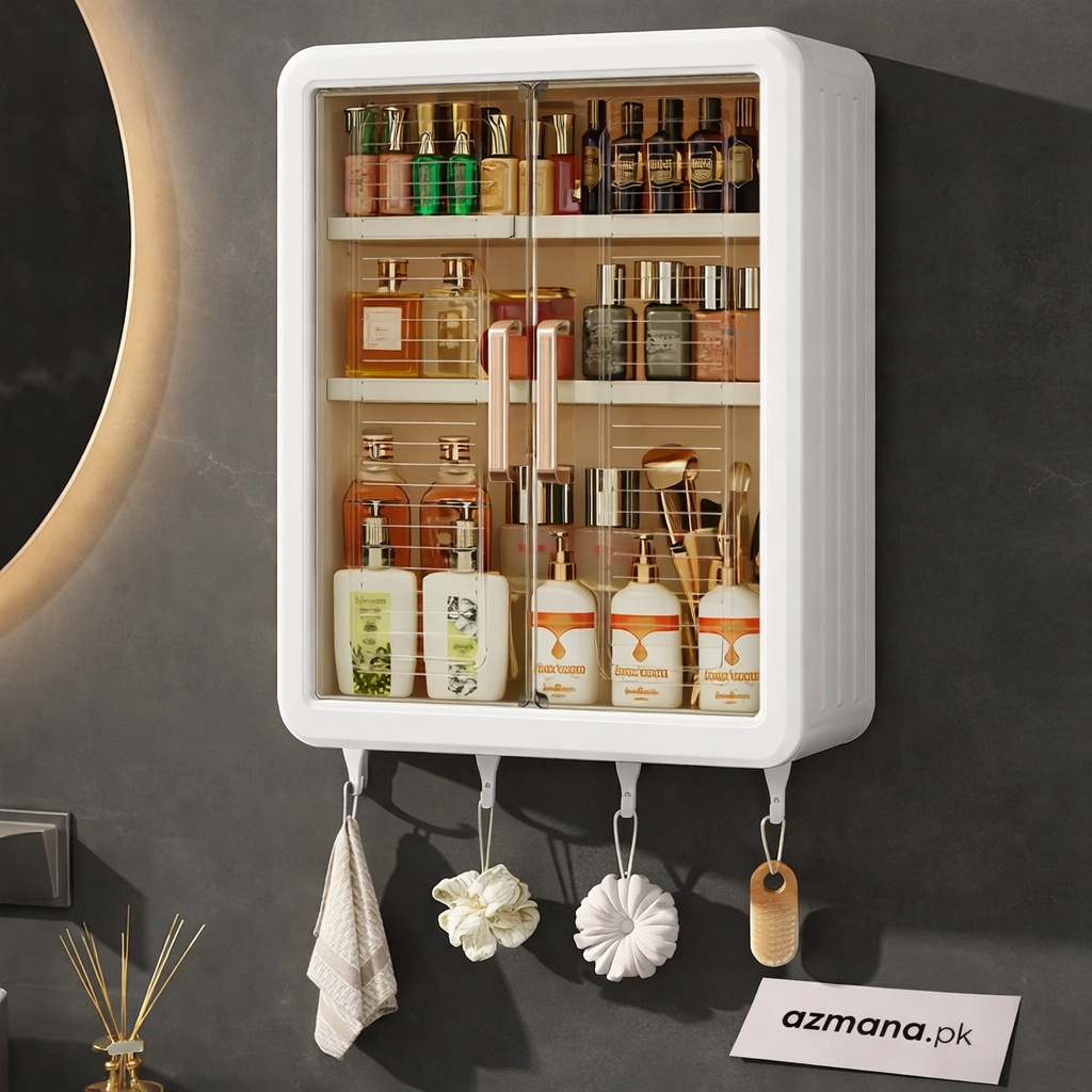 Bathroom Cabinet Punch-Free Wall-Mounted Storage Rack with Magnetic Suction