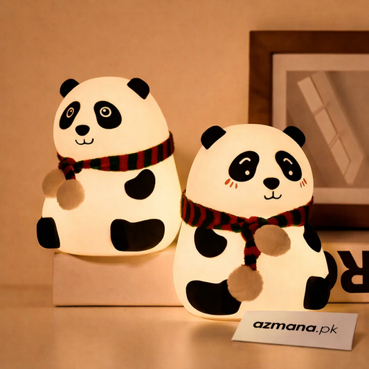 Big Cute Panda Silicone Touch Night Light | 7-Color LED USB Rechargeable Nursery Lamp