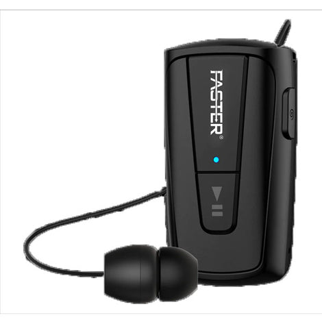 FASTER R12 Pro Retractable Bluetooth Headset Clip-On Earbuds Hands-Free With Microphone